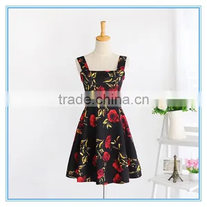 Ladies Western Fashion Summer Umbrella Floral Casual One Piece Dress Designs thumbnail-2