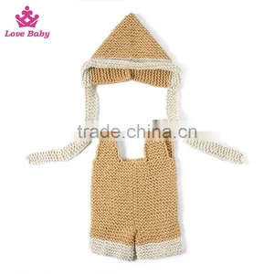 Newborn Pants and Hat Bonnet Suspenders Pants and Hat Set, China Wholesale Cotton Baby Photography Props Cheap thumbnail-1