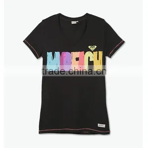 Women's V-neck Letter Print Tshirt thumbnail-1