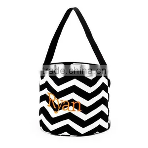 Newest Personalized Chevron Monogrammed Halloween Bucket thumbnail-4