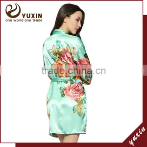 Wedding Bridesmaid White Cotton Floral Robe Weave Robes WR1-0002 thumbnail-2