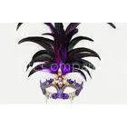 Unique Feather Carnival Venetian Masks Metal Halloween For Lady , Purple thumbnail-1