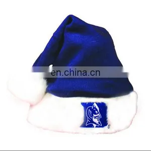 Luxury Christmas Plush Santa Hat Blue Plush Santa Claus Hat With Logo thumbnail-1