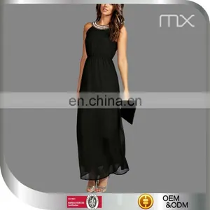 Fashionable Black Women Evening Dress Nice Sleeveless Skirt thumbnail-1