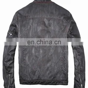 2015 Last Fashion Mens Handsome Motrocycle Slim Fit Leather Jacket thumbnail-2