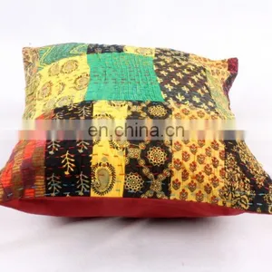 PATCHWORK INDIAN KANTHA CUSHION PILLOW COVER CASE Ethnic Decorative India Art thumbnail-3
