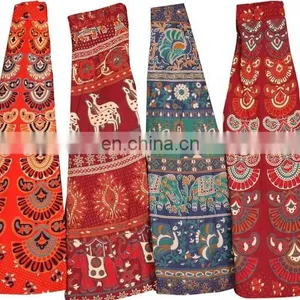Boho Hippie Wrap Around Skirt/Bollywood Style Wrap Around Skirt/100% Cotton Printed Wraparound Skirt/Party Wear Short Skirt Boho thumbnail-1