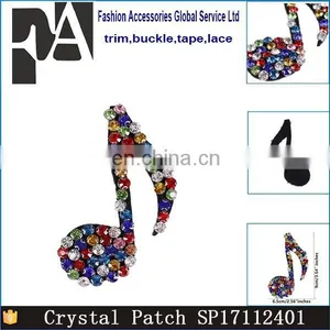 Hot!!! Handmade Sew On Music Note Beading Rhinestones Patches thumbnail-4