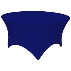 Blue 60 Inch 5 Foot 5ft Round Stretch Spandex Tablecover Table Cover Tablecloth thumbnail-1
