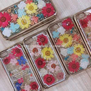 Golden Edge Epoxy Phone Case Flower Phone Case Floral Mobile Cover thumbnail-2