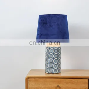 Living Room Decorative Lights Office Hotel Blue Ceramic Table Lamp for Home Decor thumbnail-6