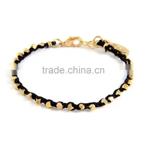 Cotton Rope Woven Alloy Bead Bracelet With Lobster Clasp thumbnail-2