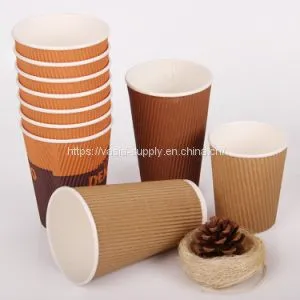 Brown Party Cups 12oz Packaging Container Chocolate Brown Paper Cups Decorations Tableware thumbnail-1