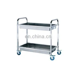 Stainless Steel 2 Tier Bowls Service Trolley With Square Tube /Restaurant Cleaning Service Trolley thumbnail-1