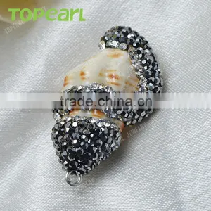 Topearl Jewelry Fashion Snail Shell Pendant Rhinestones Clay Pave Fashion Pendant SPD08 thumbnail-2