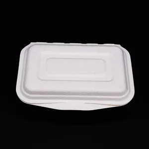 New Hot Disposable Biodegradable 450ML Bagasse Food Box Take Away Sugarcane Container thumbnail-1
