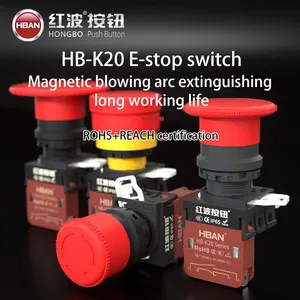 Ip65 22mm Plastic Large Surface Head 20a 1NO 1NC Emergency Switch Self Locking thumbnail-3