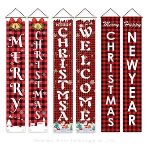 Bulk Custom Merry Christmas Banners Double-Sided Hanging Flags for Porch Garage Door Indoor Outdoor Holiday Decor thumbnail-1