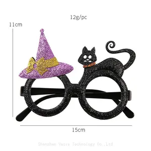 Battery-Operated LED Halloween Glasses - Glitter Pumpkin Frames, Party Favors for Kids & Adults thumbnail-1