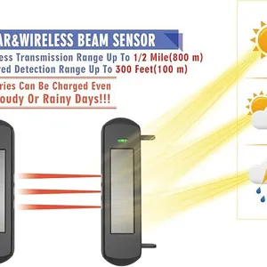 Infrared Beam 2-beams Break Alarm Solar Power Wireless Security HB-T001Q2 Driveway Intruder Alarm Anti Theft thumbnail-5