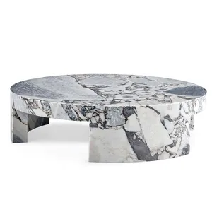 Creative Designer Italian Luxury Marble Coffee Table - Minimalist Natural Stone Living Room Furniture thumbnail-1