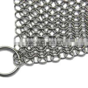 Cast Iron Skillet Cleaner XL 8x6in Stainless Steel Chainmail Scrubber thumbnail-1