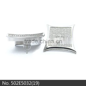 2015 Fashion American 925 Sterling Silver Jewelry Micro Pave cz Cross Inside Stud Earrings thumbnail-1