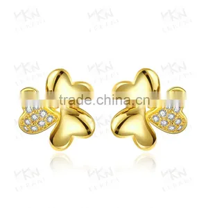 Clover Floswer White Gold Plated Crystal Jewelry Earring thumbnail-2