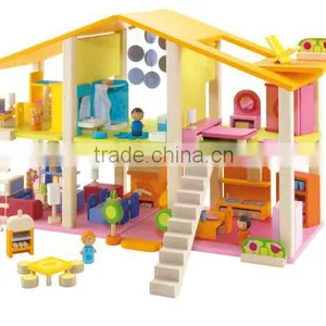 High Quality Diy Wooden Play Doll House,solid Wood Dollhouse,wooden Doll House Furniture thumbnail-1