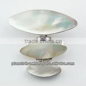 Mother Of Pearl Triple Marquise Shaped Pendant Sterling Silver thumbnail-1