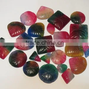 Multi Color Carved Jade Stone Cabochons Loose Gemstones thumbnail-2