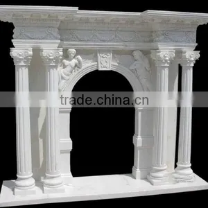 Natural Stone Sculpture Column Rustic Fireplace Mantels thumbnail-1