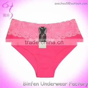 Shining Fabric Lace Waist Bonded Seamless Panties thumbnail-1