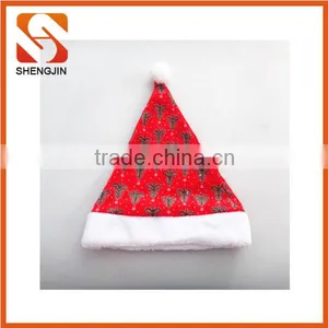 SJ-6732 Colorful Star Print Santa Hat Red Velvet Christmas Hat thumbnail-2
