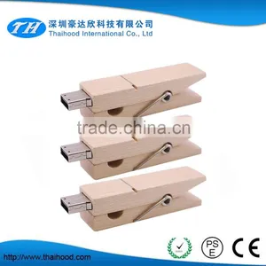 Natural Wooden Clip Usb Flash Drive, Bamboo Usb Stick, Clamp-shape Usb Stick 2.0 thumbnail-5