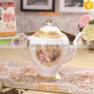 European Style With Gold-rim 1200ml Bone China Tea Pot thumbnail-2