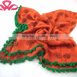 WLHH629 (39) 100%Polyester Orange Bicyle Printed Square Scarves thumbnail-1