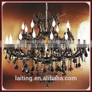 Black Iron Candle Crystal Chandelier & Pendant Light thumbnail-1