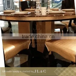 JT17-01 Round Dining Table Genuine Leather From JL&C Luxury Home Furniture New Designs (China Supplier) thumbnail-2