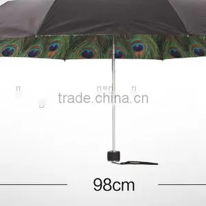 Double Layer Peacook Print uv Protection Folding Umbrella thumbnail-2