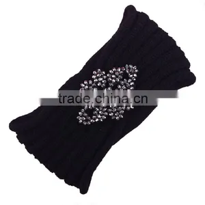 New Style Women Winter Crochet Headbands-rhinestone Flower Crochet Headband thumbnail-6