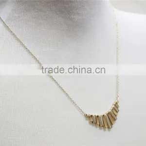Gold Simple Metal Pendant Necklace Goldtone Bar Necklace 2016 Fashion Style Wholesale thumbnail-3