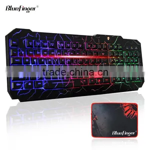 Rainbow LED Backlit Gaming Keyboard With Cool Crack Parttern thumbnail-5