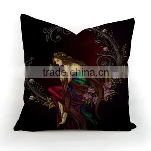 Square Plain Angel Print Cushion Cover Throw Linen Cotton Pillow Case thumbnail-6