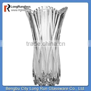 LongRun Top Grade Sword Carved Pattern Glass Vase Wholesale Glassware thumbnail-1