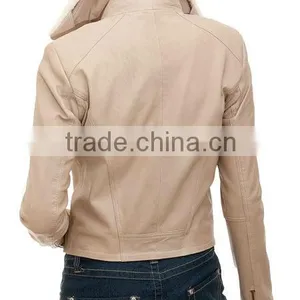 Women Leather Jackets With Fur on Collar thumbnail-2