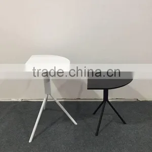 Small Semi Circle Wood Side Table With Metal Legs thumbnail-2