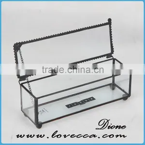 Metal Decoration Vintage Gift Cabinet Display Home Stained Glass House Container thumbnail-5