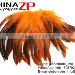 CHINAZP Wholesale Selected Prime Quality Cheap Dyed Orange Chicken Half Bronze Rooster Schlappen Feathers thumbnail-3