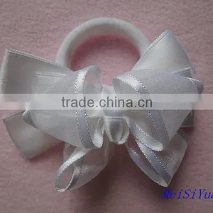 2014 Hot Sale White Organza Ribbon Bow With Elastic Loop thumbnail-1